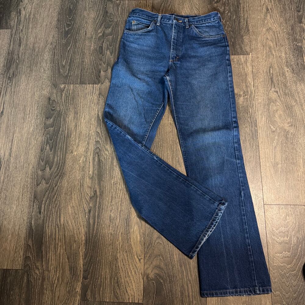 VTG 80s Lee Jeans Sz. 32x34 Union Made USA Dark Wash Straight Leg Denim Western